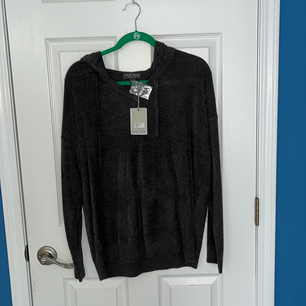 Barefoot dreams cozy, chic ultra light sport hoodie, carbon large, New